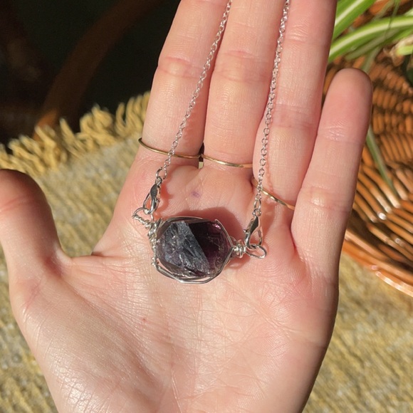 Cacoxonite in amethyst necklace - Picture 2 of 3